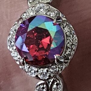 Fragrant Jewels Love/Lust Engraving Silver Tone Ring with Multicolor Sz 7